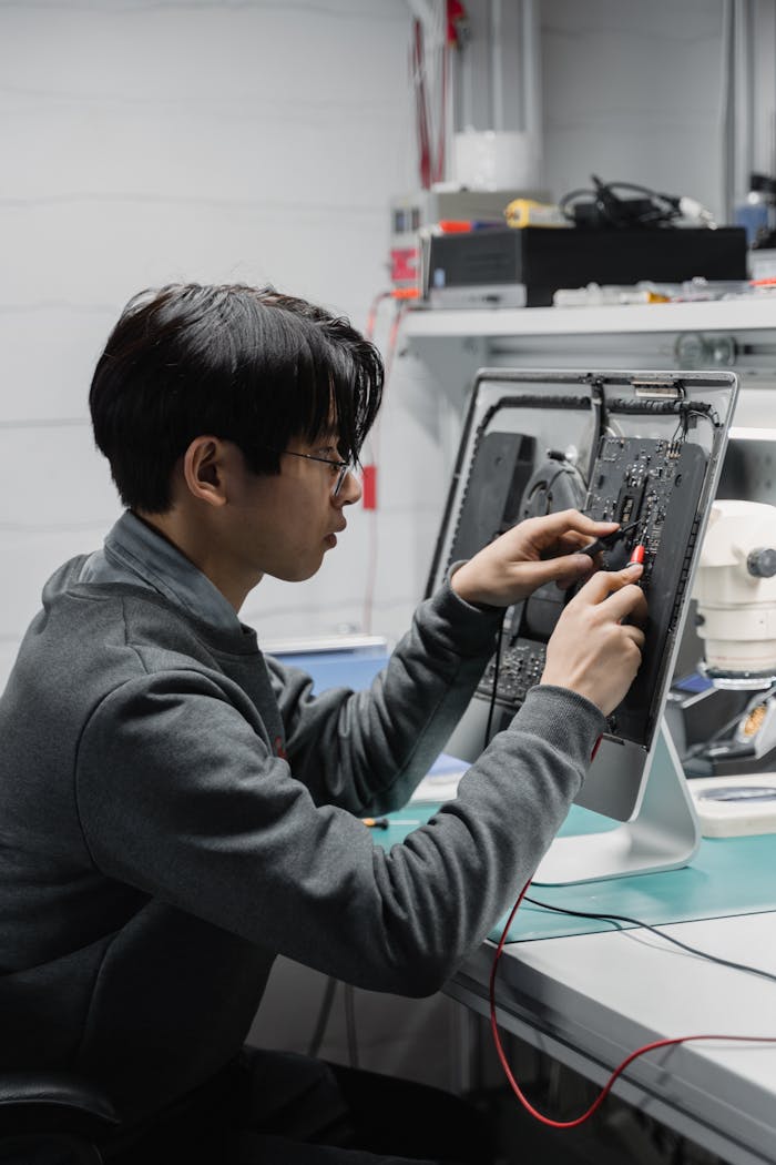 Man in Black Hoodie Using Smartphone